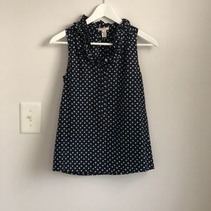 J crew silk polka dots ruffled top (00)